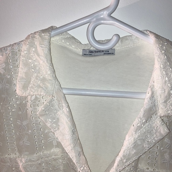 Zara TRF floral texture blouse white - Picture 5 of 5